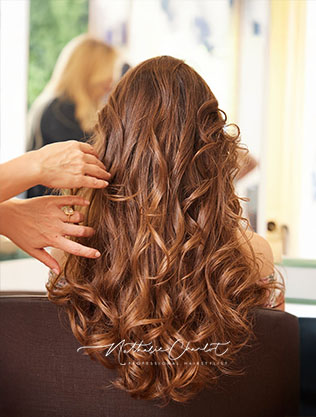 Hair coloring process at Nathalie Charlot salon in Almancil